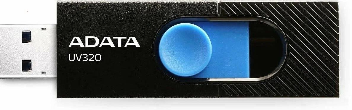Флеш накопитель 32GB A-DATA UV320, USB 3.2, черный/голубой фото 1