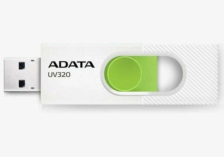 Флеш накопитель 32GB A-DATA UV320, USB 3.2, белый/зеленый фото 1