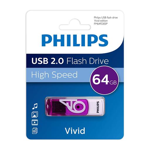 Флеш накопитель 64GB PHILIPS VIVID2.0 64GB, USB 2.0 фото 1