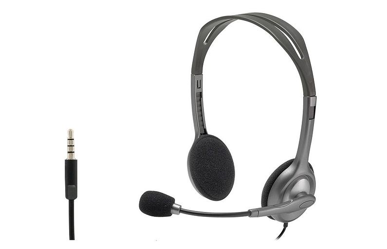 Logitech Гарнитура H111 Stereo Headset, длина кабеля 1,8 м, разъем 3,5 мм, микрофон с функц. шумоподавления, серый. фото 1