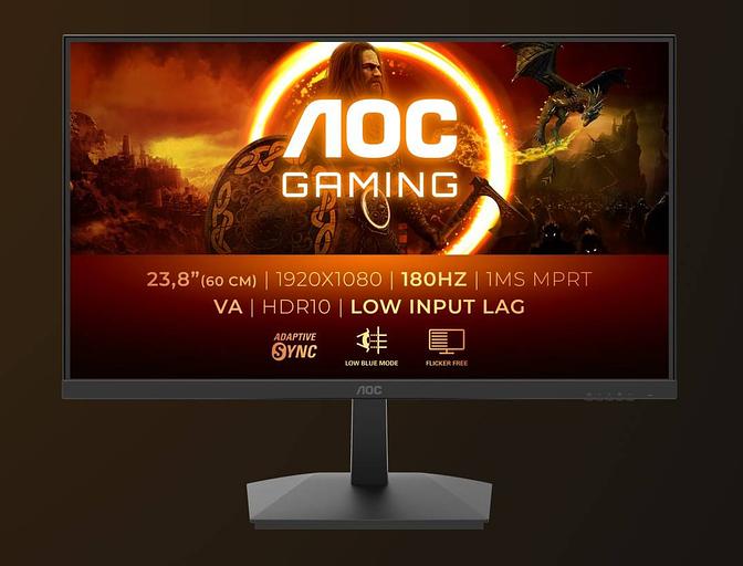 МОНИТОР 23.8" AOC 24G15N2 Black (VA, 1920x1080, 180Hz, 1 ms, 178°/178°, 250 cd/m, 80M:1, +2xHDMI 2.0, +DisplayPort 1.4) фото 1