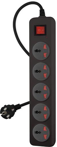 Сетевой фильтр Buro 500UNH-5-BG 5м (5 розеток) черный/серый (коробка) фото 1