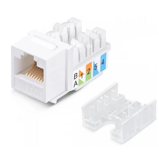 Rexant (02-0064) Модуль Keystone Jack RJ-45(8P8C), UTP неэкранированный, CAT 5e, тип 90 градусов, белый PRO фото 1