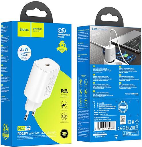 Сетевое зар./устр. Hoco N22 25W (PD+QC+AFC) USB-C белый фото 6