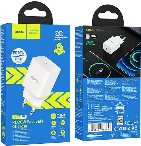 Сетевое зар./устр. Hoco N27 White 20W (PD+QC+AFC) USB-C белый фото 4