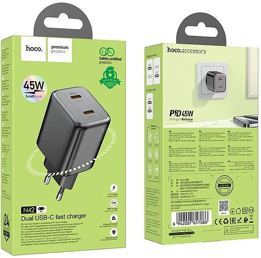 Сетевое зар./устр. Hoco N42 Elogiado 45W (PD+QC+AFC) черный фото 4