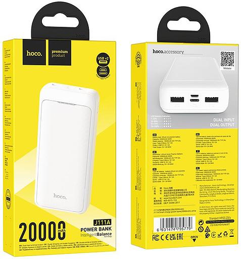 Мобильный аккумулятор Hoco J111A Smart White 20000mAh 2A белый фото 4