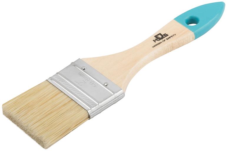 Кисть флейцевая, натур. cветлая щетина, деревянная ручка 2'' (50 мм) фото 2