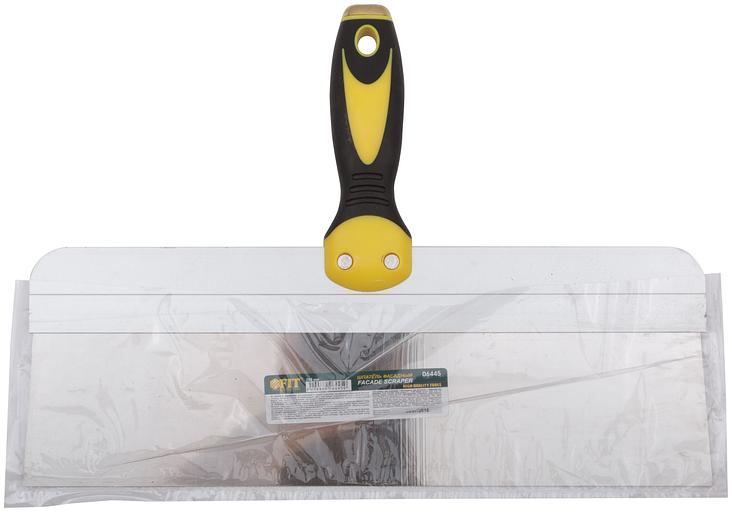 Шпатель фасадный нержавеющий Профи, прорезиненная ручка с метал.бойком 350 мм фото 2