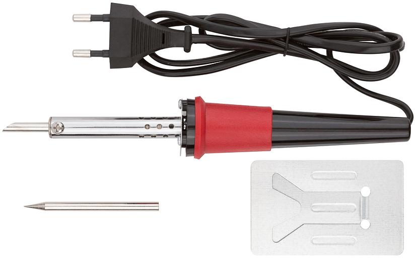 Паяльник 220 В, пластиковая ручка, доп-но подставка для паяльника и два сменных жала, D=4.8 мм, 40 Вт фото 1