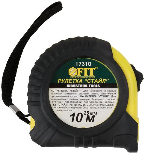 Рулетка Профи, прорезиненный корпус ''Стайл'' 10 м x 25 мм фото 2