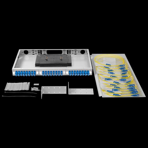 Кросс оптический 19" (ШКОС) укомплектованный на 24 SC портов (комплект с розетками и пигтейлами) фото 4