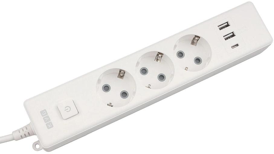 PowerCube Бытовой удлинитель (PC-5-2M) 3р с/з вык.,3USB, 3500 Вт, 16А, 1.9 м, 3*1,0 (белый) {22302} фото 2