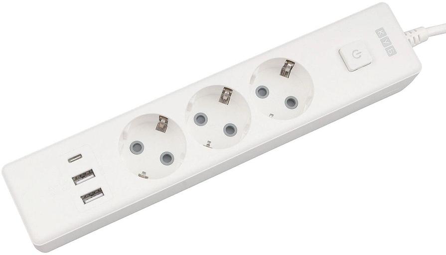 PowerCube Бытовой удлинитель (PC-5-2M) 3р с/з вык.,3USB, 3500 Вт, 16А, 1.9 м, 3*1,0 (белый) {22302} фото 4