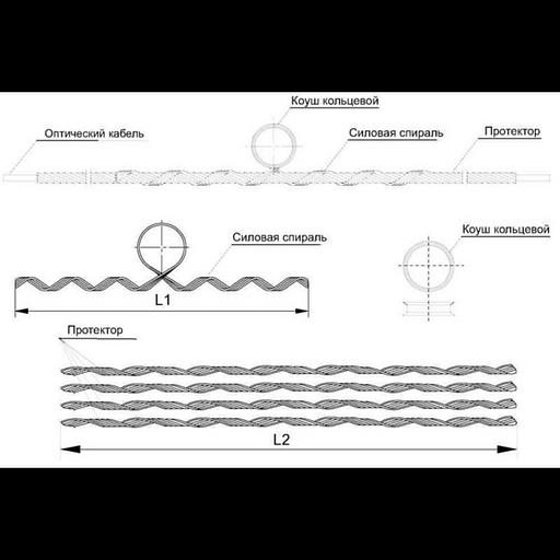 Зажим (подвес) поддерживающий промежуточный (диаметр 11,8-12,1мм; до 110м, с протектором) фото 2