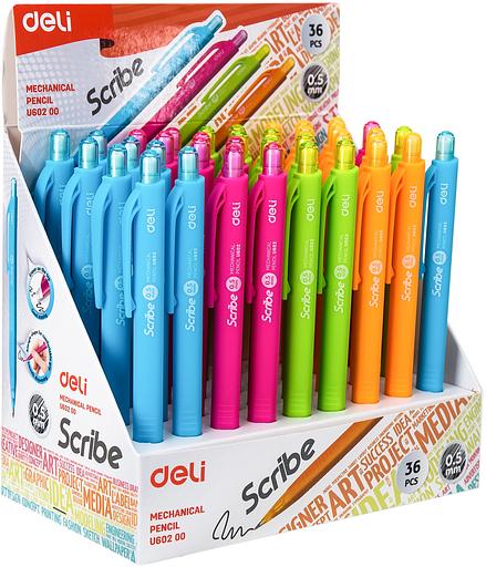 Набор карандашей мех. Deli EU60200-P Scribe 0.5мм трехгран. пластик ассорти дисплей (36шт) ластик фото 9
