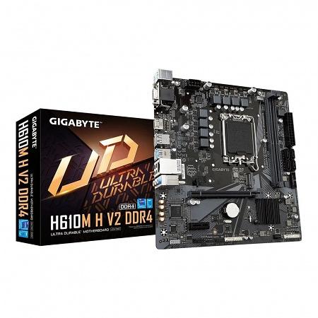 Материнская плата GIGABYTE H610M H V2, LGA1700, H610, 2*DDR5, 4*SATA, 1*M.2, 2*USB 3.2, 4*USB 2.0, 1*PCIx16, 1*PCIx1, D-Sub+HDMI, mATX (H610M H V2) фото 1