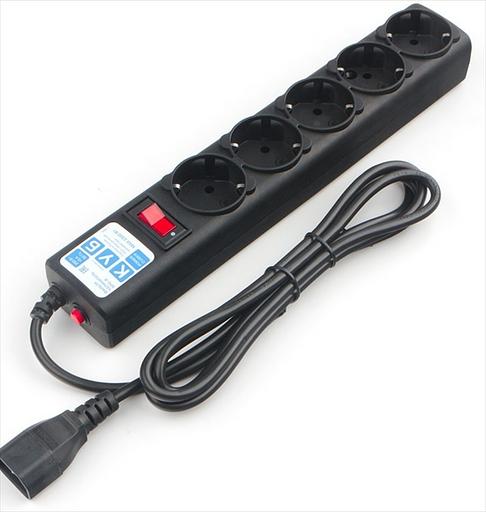 Сетевой фильтр PowerCube Ф-удлинитель, PC 0,5м, 5р, черн.граф. 10А, UPS(C14), SPG5-B1 (SPG5-B1) фото 1