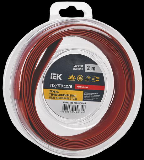 Трубка термоусадочная ТТУ нг-LS 12/6 красная (2м/упак) IEK фото 1