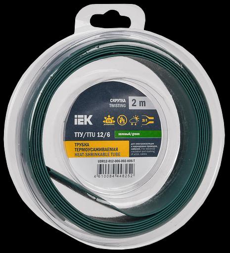 Трубка термоусадочная ТТУ нг-LS 12/6 зеленая (2м/упак) IEK фото 1