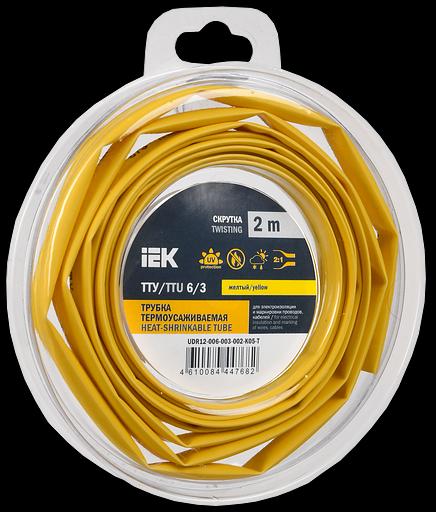 Трубка термоусадочная ТТУ нг-LS 6/3 желтая (2м/упак) IEK фото 1