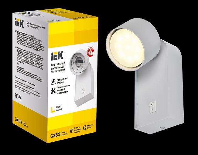 Светильник 4041 накладной настенный под лампу GX53 белый IEK фото 2