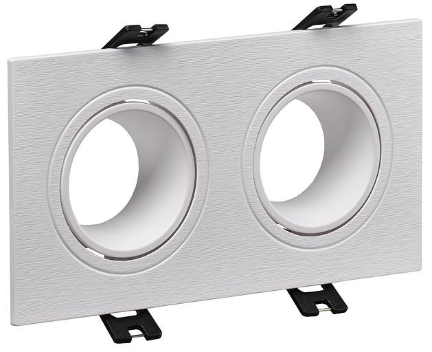 LIGHTING Светильник 4102 встраиваемый под лампу 2хMR16 квадрат пластиковый белый IEK фото 1