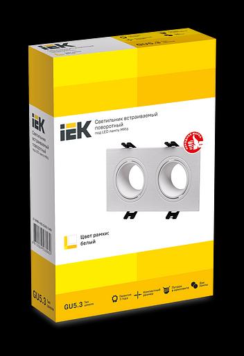 LIGHTING Светильник 4102 встраиваемый под лампу 2хMR16 квадрат пластиковый белый IEK фото 2