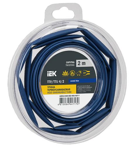 Трубка термоусадочная ТТУ нг-LS 4/2 синяя (2м/упак) IEK фото 1