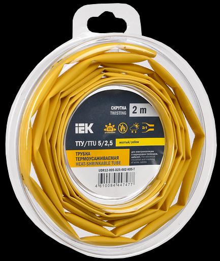 Трубка термоусадочная ТТУ нг-LS 5/2,5 желтая (2м/упак) IEK фото 1
