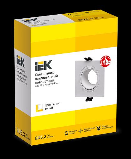 LIGHTING Светильник 4101 встраиваемый под лампу MR16 квадрат пластиковый белый IEK фото 2