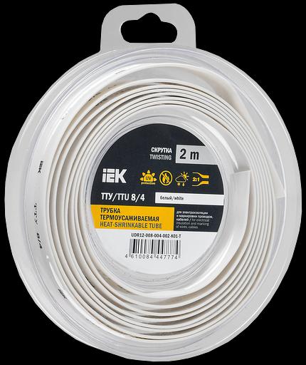Трубка термоусадочная ТТУ нг-LS 8/4 белая (2м/упак) IEK фото 1