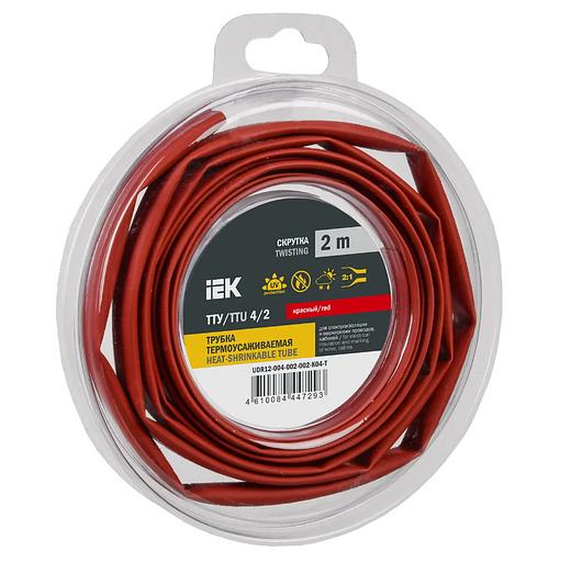Трубка термоусадочная ТТУ нг-LS 4/2 красная (2м/упак) IEK фото 1