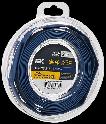 Трубка термоусадочная ТТУ нг-LS 8/4 синяя (2м/упак) IEK фото 1