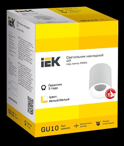 LIGHTING Светильник 4111 накладной потолочный под лампу GU10 белый пластик IEK фото 2