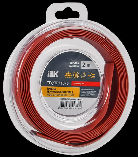 Трубка термоусадочная ТТУ нг-LS 10/5 красная (2м/упак) IEK фото 1