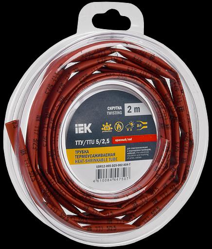 Трубка термоусадочная ТТУ нг-LS 5/2,5 красная (2м/упак) IEK фото 1