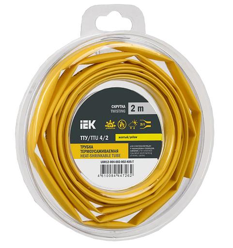 Трубка термоусадочная ТТУ нг-LS 4/2 желтая (2м/упак) IEK фото 1