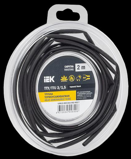 Трубка термоусадочная ТТУ нг-LS 3/1,5 черная (2м/упак) IEK фото 1
