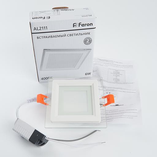 Светильник светодиодный ДВО-6w 4000K 480Лм квадратный со стеклом белый фото 7