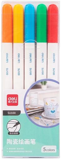 Фломастеры для керамики Deli SU100 Невентилируемый 5цв. ПВХ-бокс (5шт.) фото 1