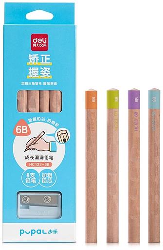 Карандаш ч/г Deli HC123-6B Pupal 6В коробка + точилка фото 1