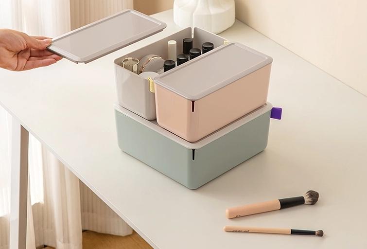 Короб для хранения Deli XDM10pink 1отд. 212x105x93.5мм розовый/серый пластик фото 2