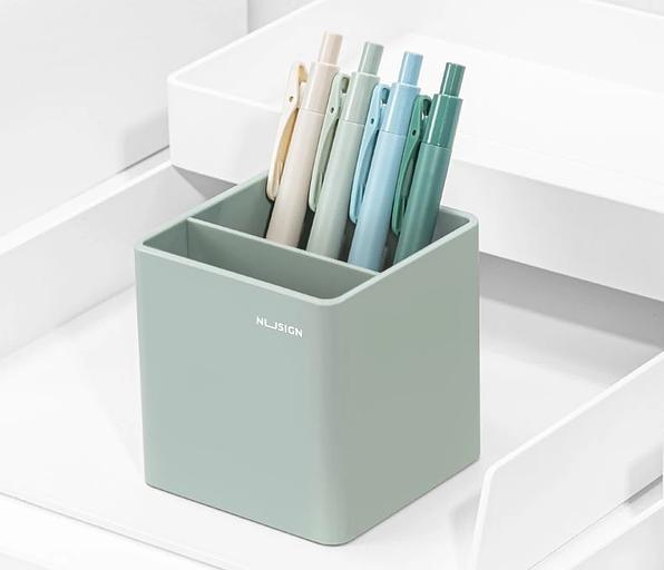 Подставка Deli NS011green Nusign 2отд. для письменных принадлежностей 84х84х86мм зеленый пластик фото 3