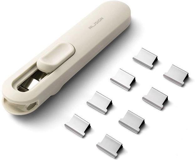 Клиппер-пистолет Deli NS085-C зажимы 16мм 8шт белый пластик фото 1