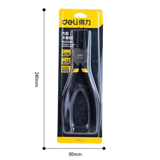 Съемники Deli Прямой съемник внутренних стопорных колец Deli DL0341 175мм, сталь HRC50-54, прорезиненная рукоять фото 4