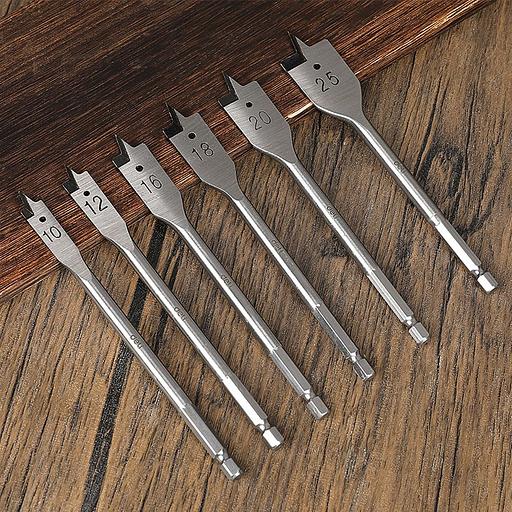 Набор оснастки Deli Набор перовых сверл по дереву 6 шт (10/12/16/18/20/25мм) Deli DH-MBZ006-ED1 длина 150мм, 1/4", блистер фото 6