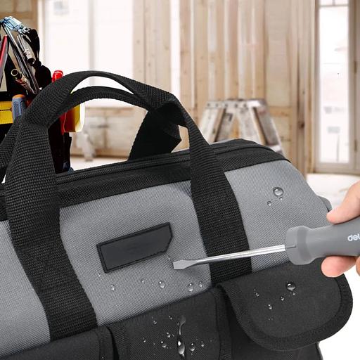 Ящики и сумки для инструментов Deli Сумка для инструментов Deli DL430016 360 x 180 x 250мм, 6 карманов, плечевой ремень, ткань Оксфорд фото 4