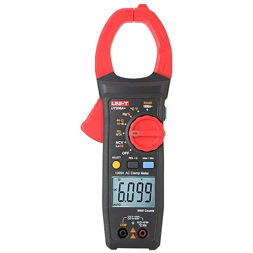 Токоизмерительные клещи UT205A+ Напряжение постоянного/переменного тока (1000 В); переменный ток (1000А); Сопротивление (40 МОм); Емкость (40 мФ); Частота (10 МГц); Отверстие челюсти 42 мм фото 1