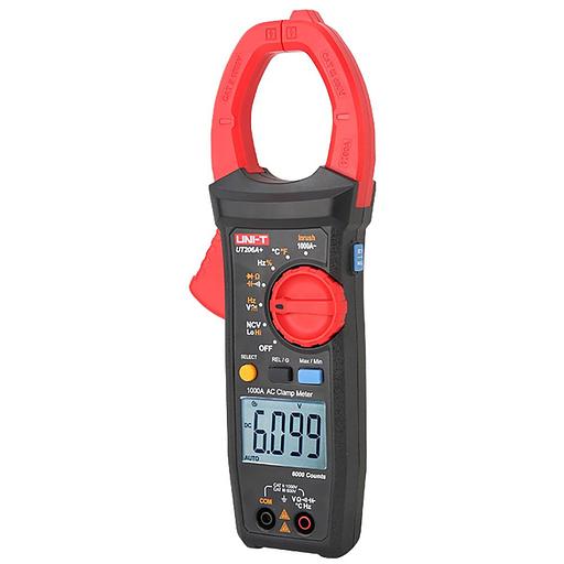 Токоизмерительные клещи UT205A+ Напряжение постоянного/переменного тока (1000 В); переменный ток (1000А); Сопротивление (40 МОм); Емкость (40 мФ); Частота (10 МГц); Отверстие челюсти 42 мм фото 3